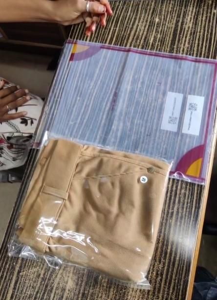 Men's Solid Beige Cotton Blend Trousers